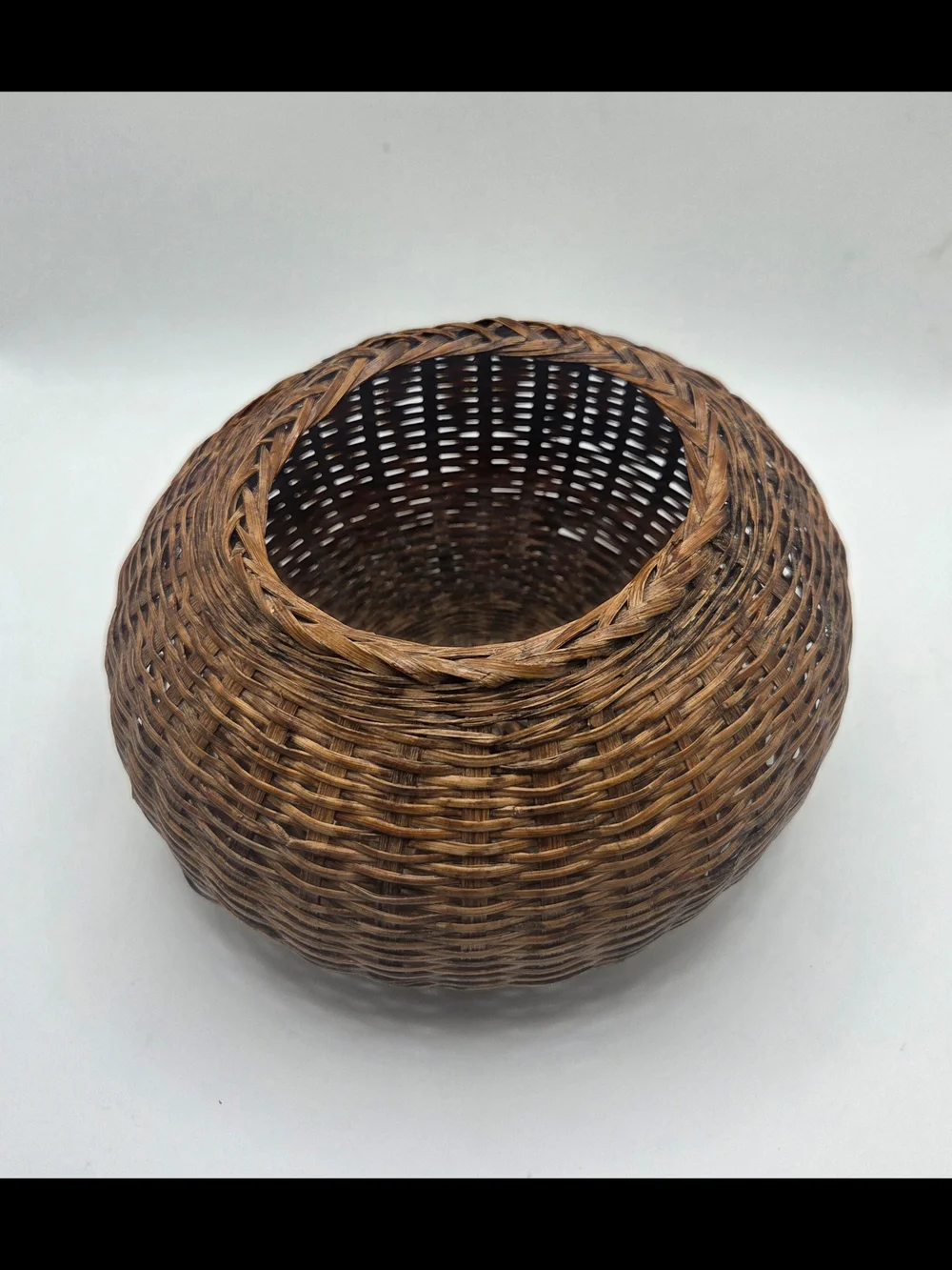 Vintage Handwoven Artisan Brown Wicker Decorative Basket - Home Accents